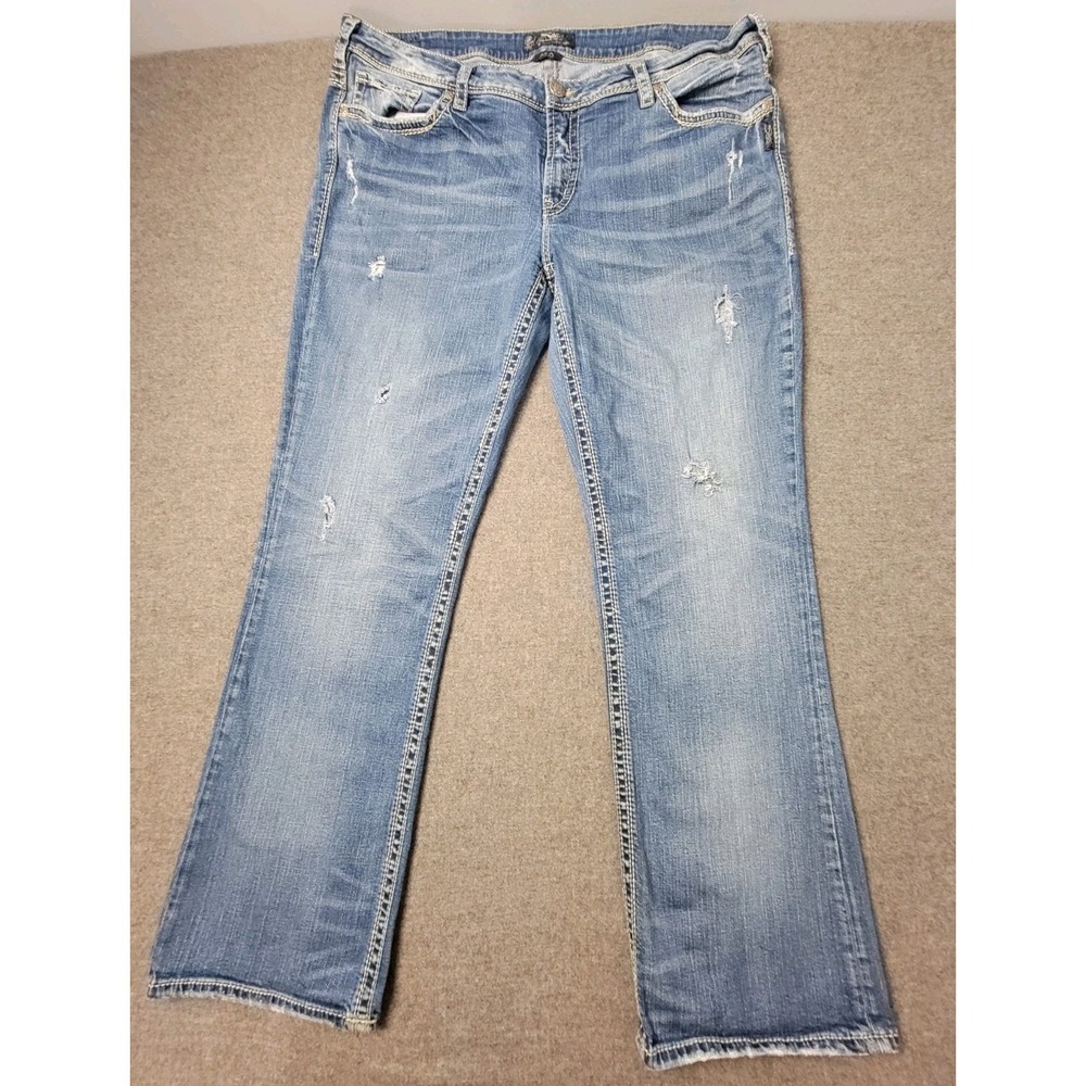 Silver Jeans Co Aiko Women's Jeans 32x33‎ Bootcut Distressed Denim